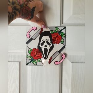 Scream Ghostface FAUX Stained Glass Panel